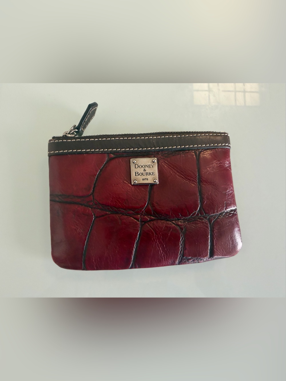 Dooney & Bourke Red Croc-Embossed Leather Coin Pouch